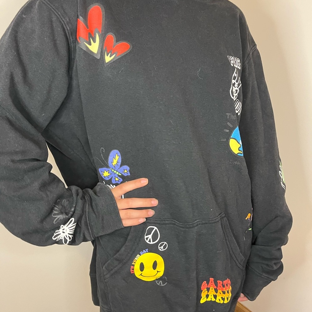 pacsun peace out love black hoodie